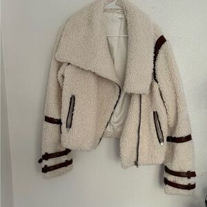 Tularosa Cream Sherpa Moto Jacket